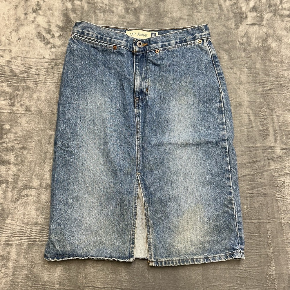 Vintage Gap Denim Midi Skirt Womens Size 28 Blue Medium Wash Skirt